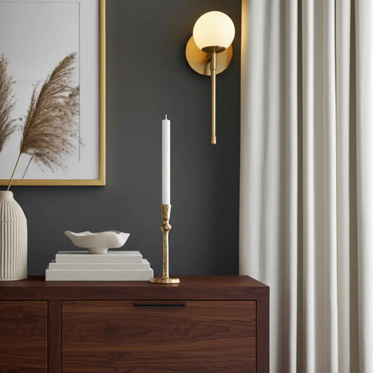 Candle Holder - Gold Metal Hammered Taper, 9 in.