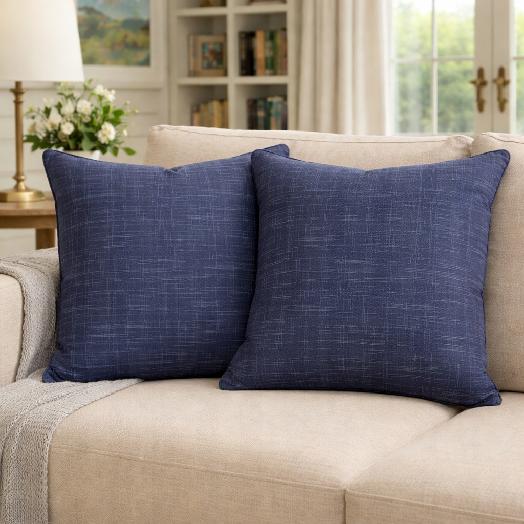 Set of Two Navy Pillows