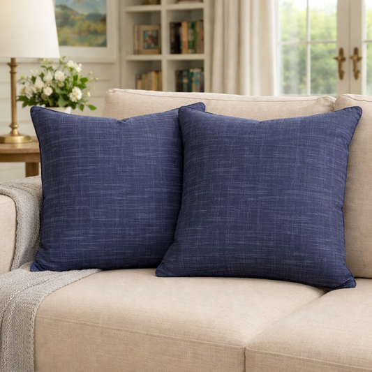 Set of Two Navy Pillows