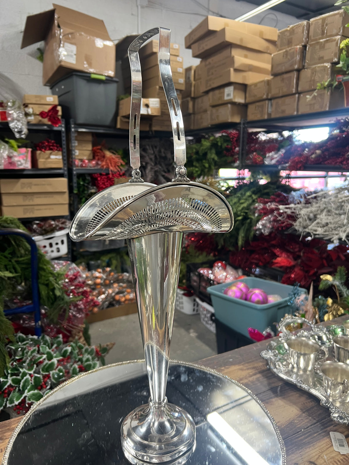 Vintage Silver-Plated Bridal Basket (19)