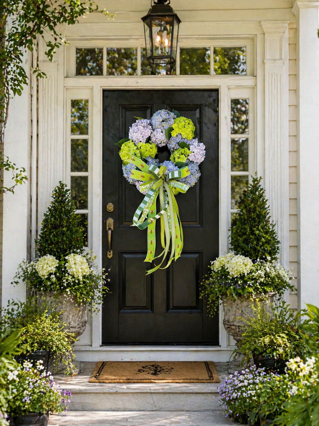 Hydrangea bumble bee wreath