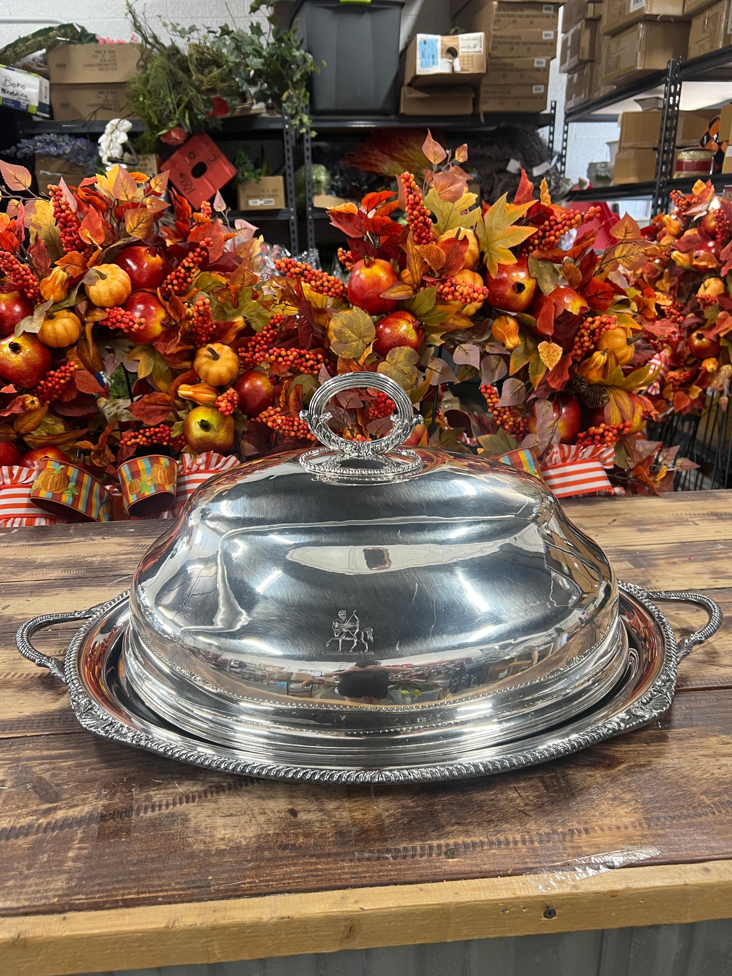 Vintage Silver-Plated Meat Dome with Platter (4)