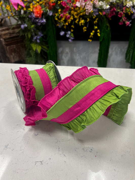 Citrus/Fuchsia Ruffled Ribbon