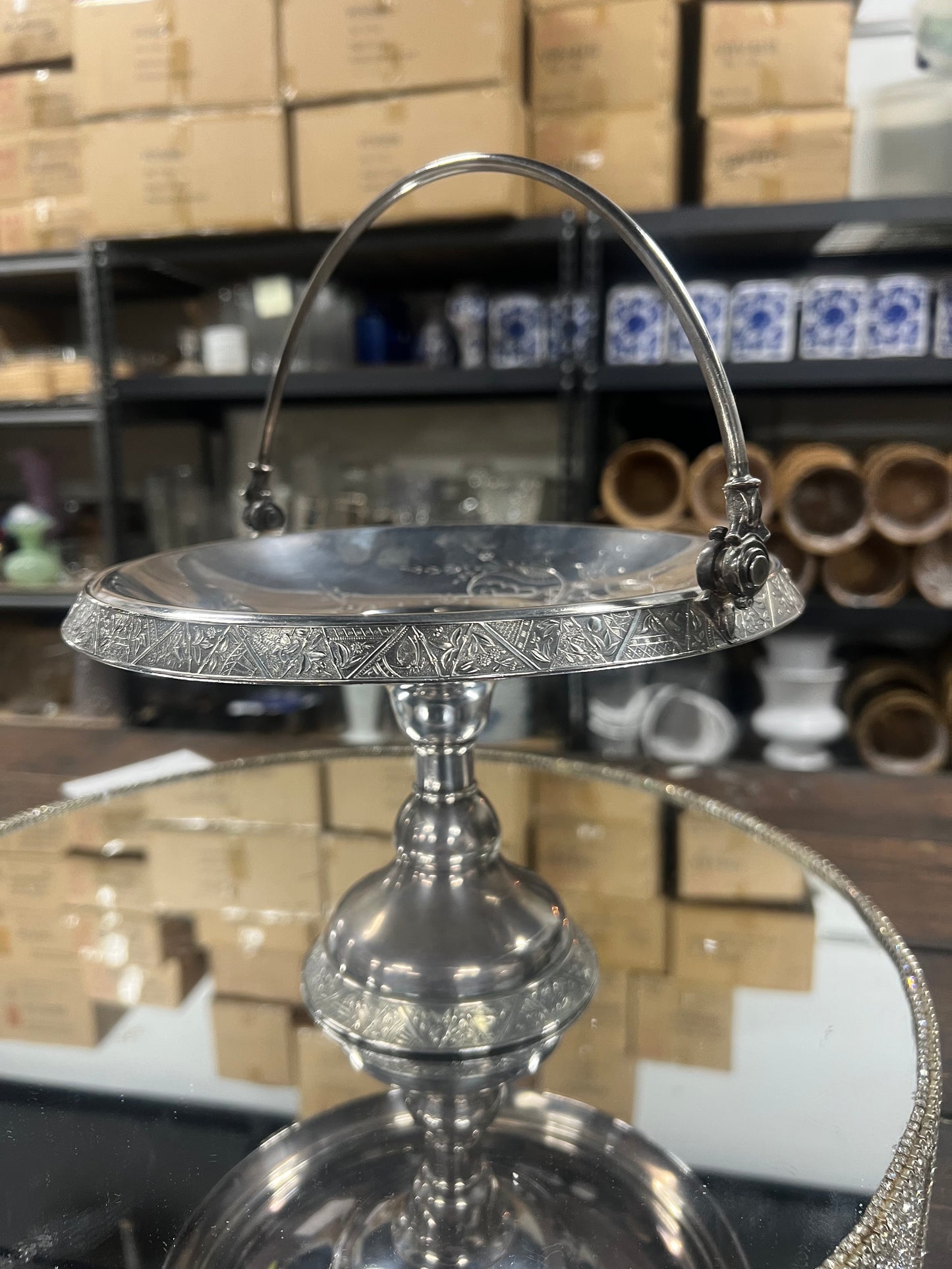 Vintage Silver-Plated Bridal Basket