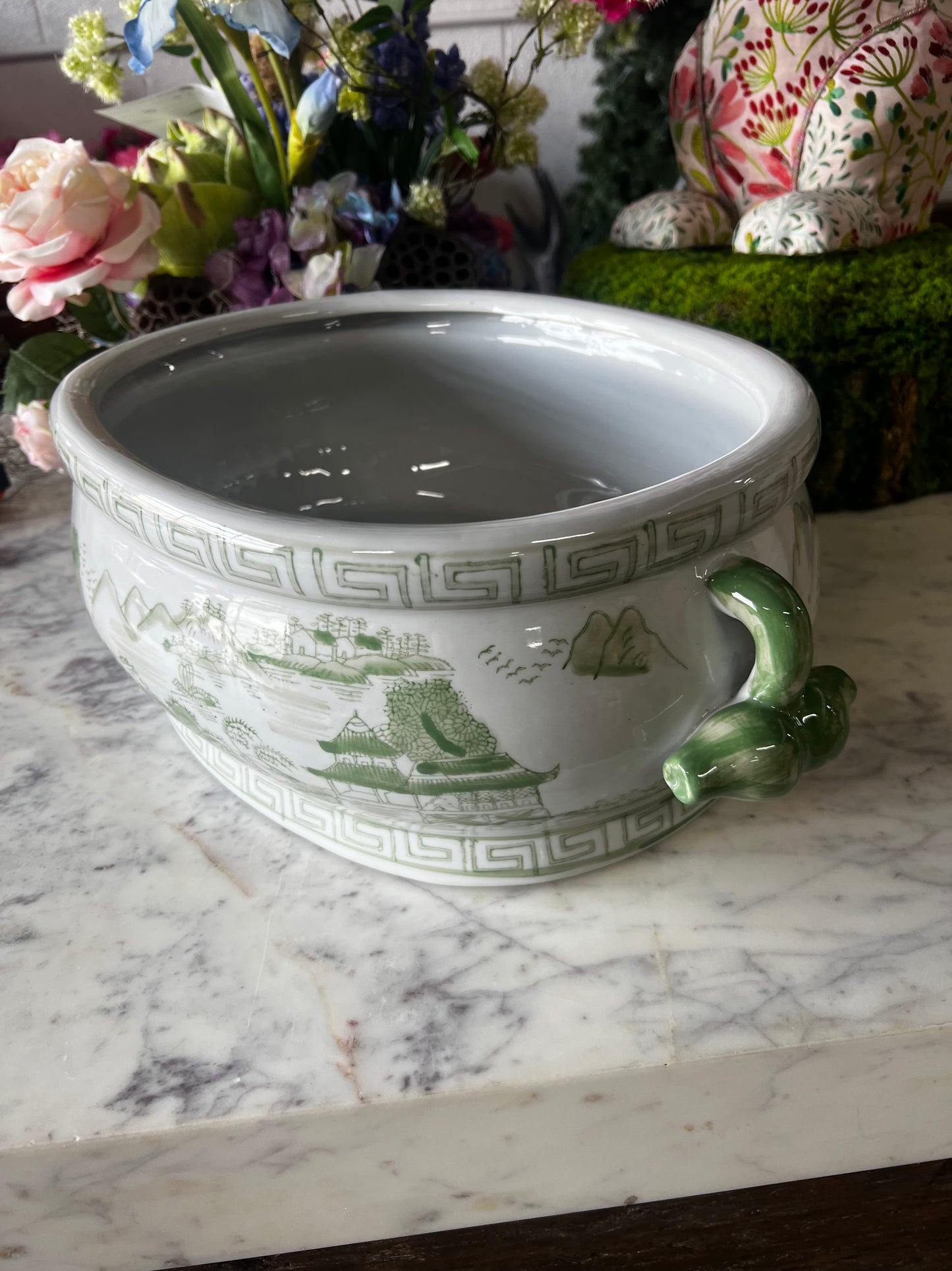 Green and White Planter