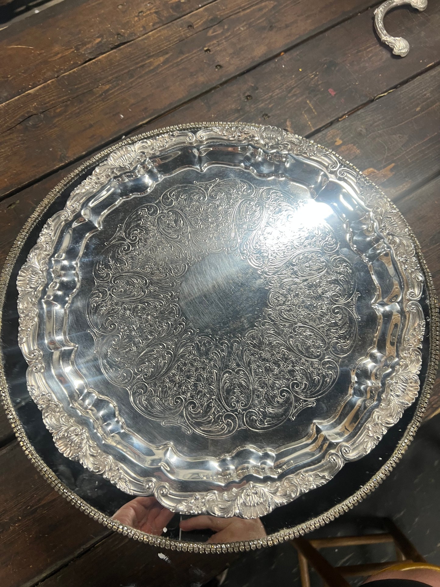 Vintage Silver-Plated Heavy Platter with Feet