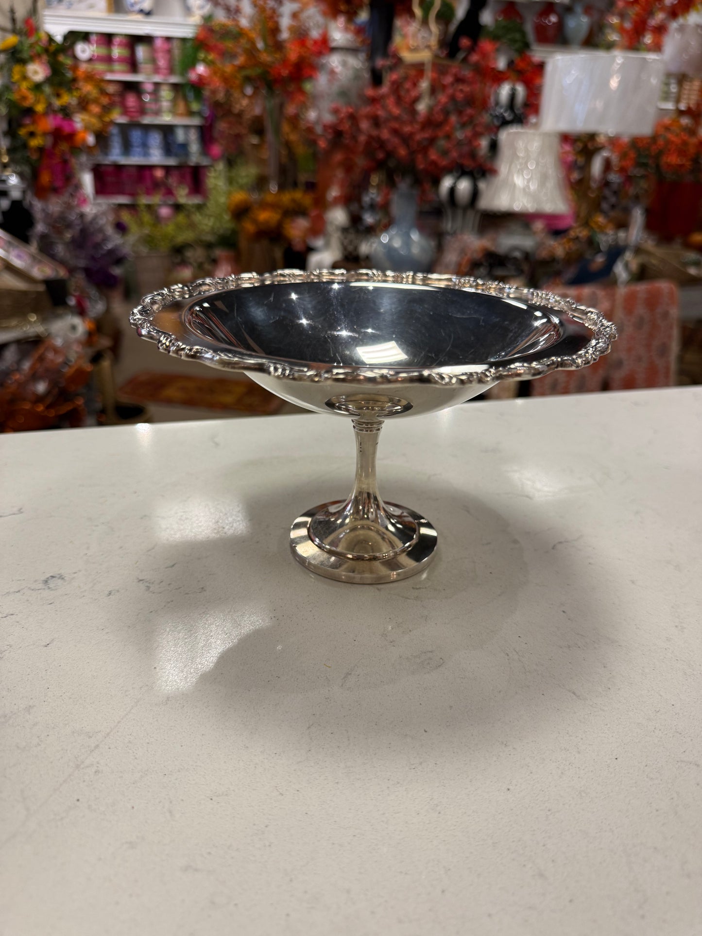 Antique silver plated pedestal dish