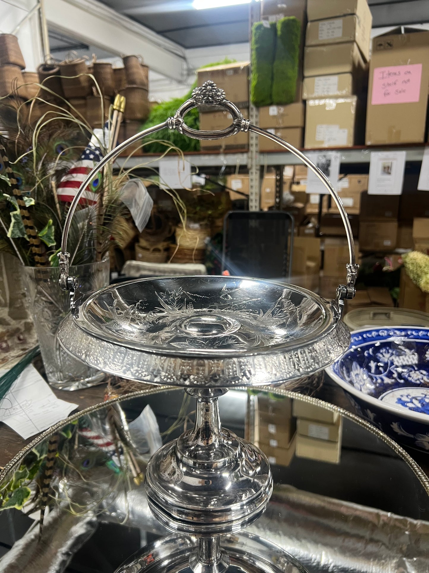 Vintage Silver-Plated Bridal Basket