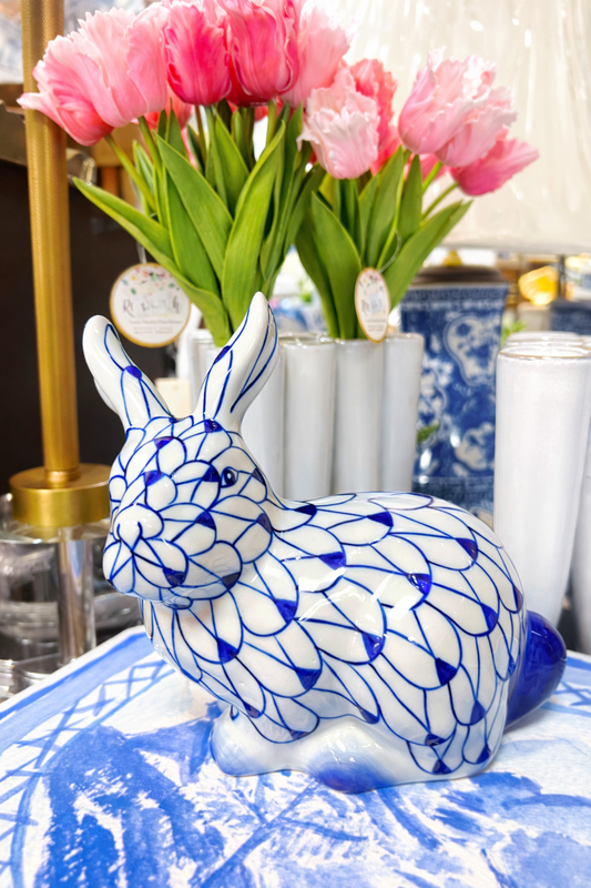 Blue and White Bunny Rabbit, ear up