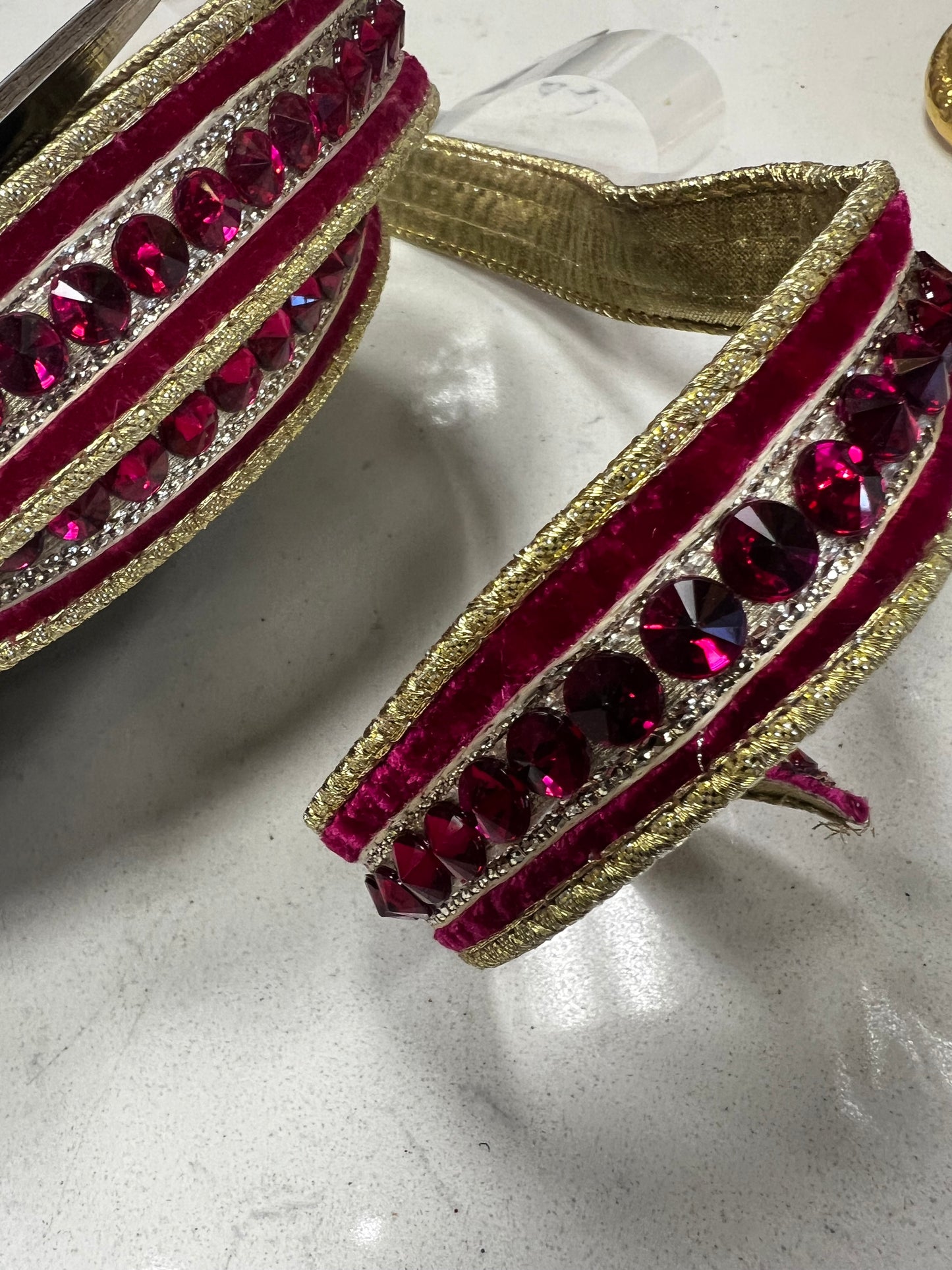 Fuchsia Jeweled, plush velvet, metallic back, wired edge ribbon ￼