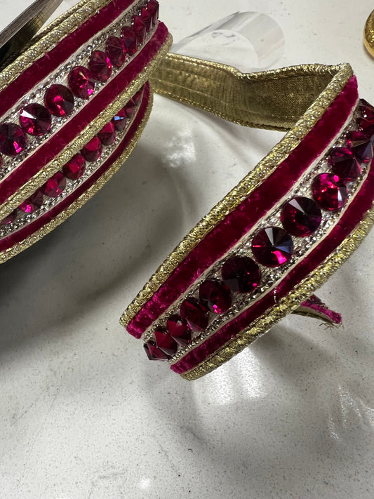 Fuchsia Jeweled, plush velvet, metallic back, wired edge ribbon ￼