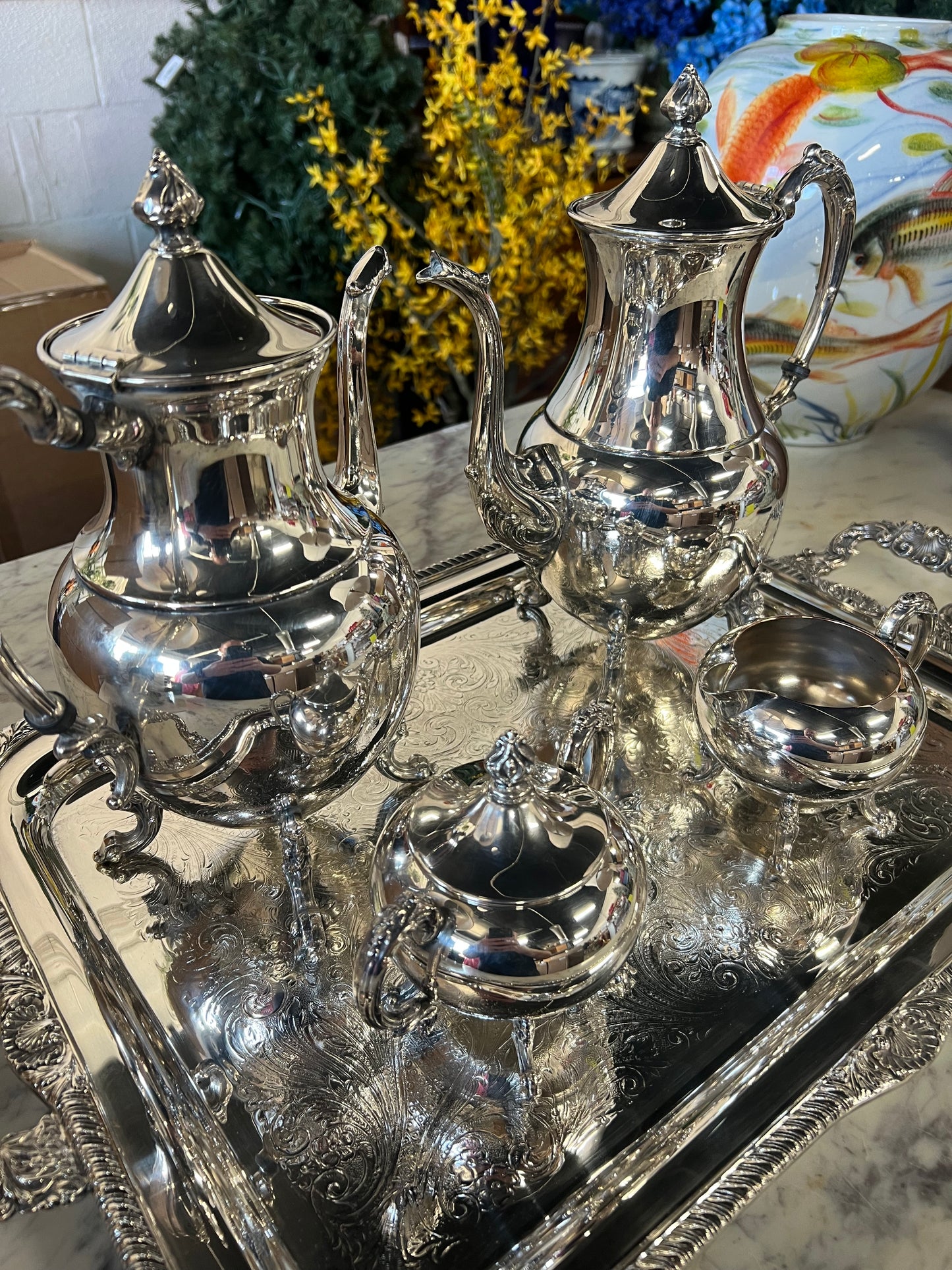 5 Piece Vintage Silver-Plated Tea Set 3