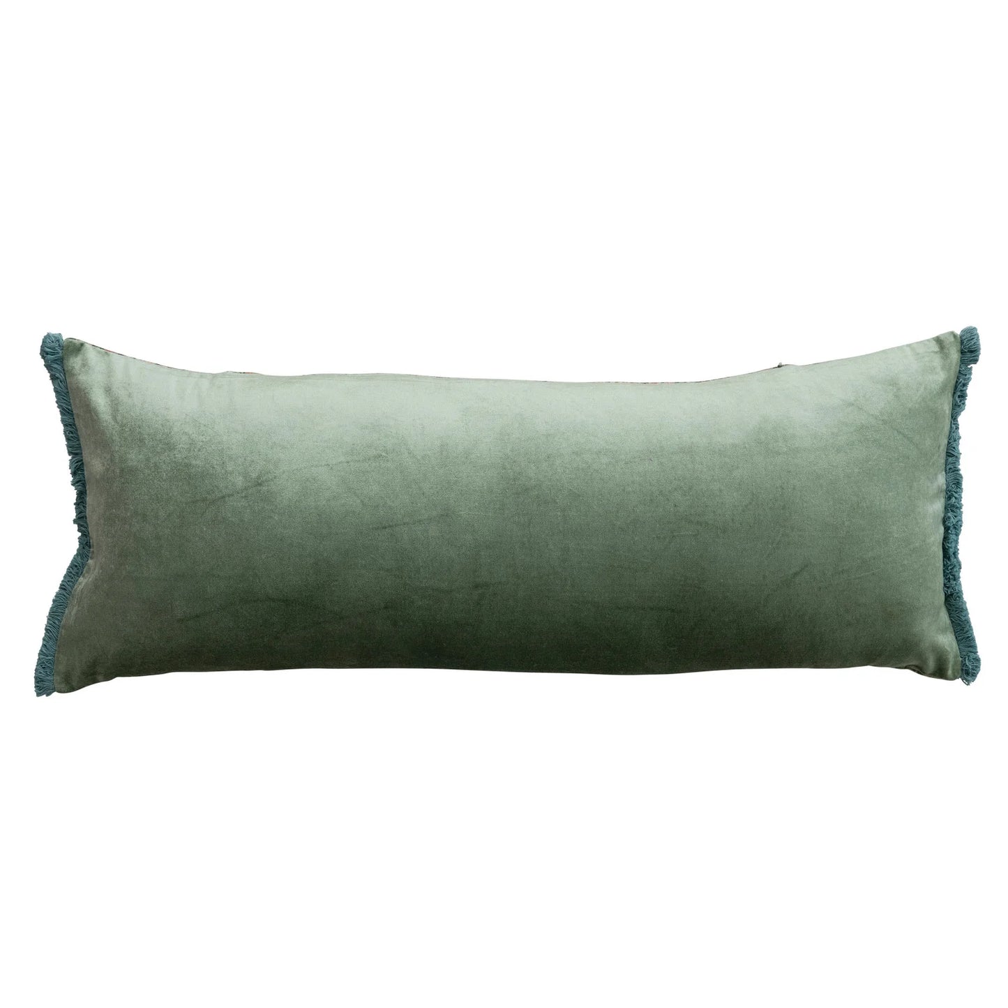 Velvet Lumbar Pillow pattern and eyelash fringe