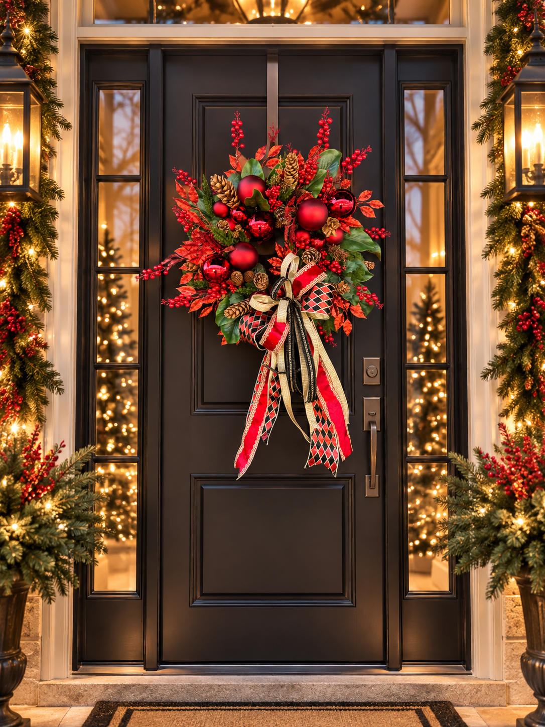 Crimson Harlequin Christmas Wreath ❤️🎄