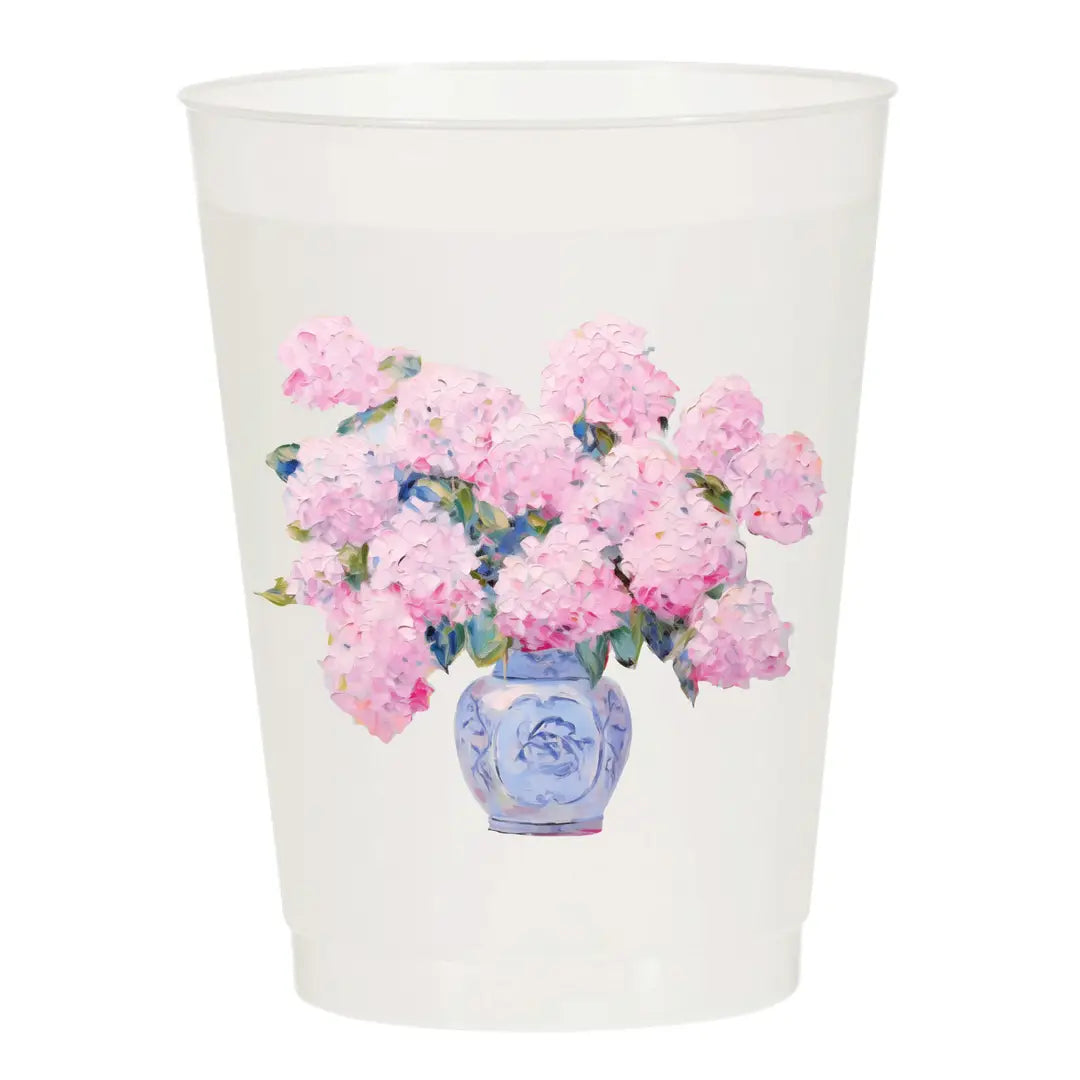 Potted Hydrangea Frosted Cup- Pack of 6
