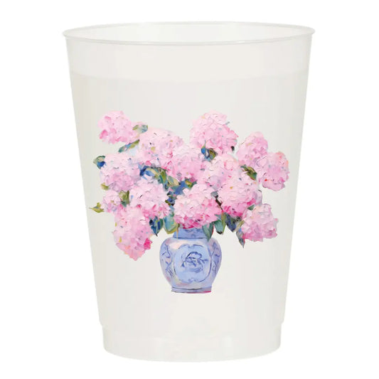 Potted Hydrangea Frosted Cup- Pack of 6