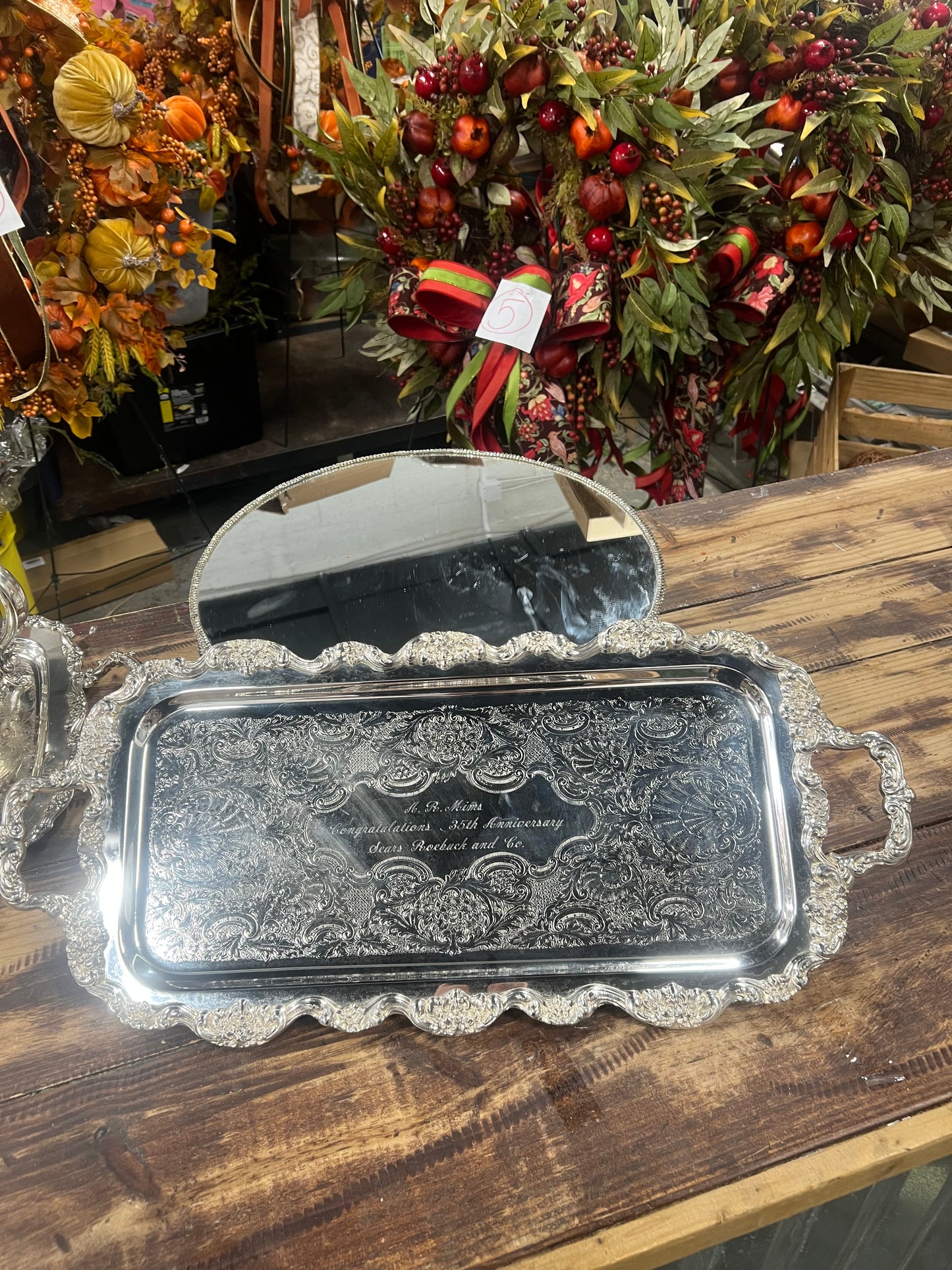 Vintage Silver-Plated Rectangle Footed Tray (engraved as pictured)