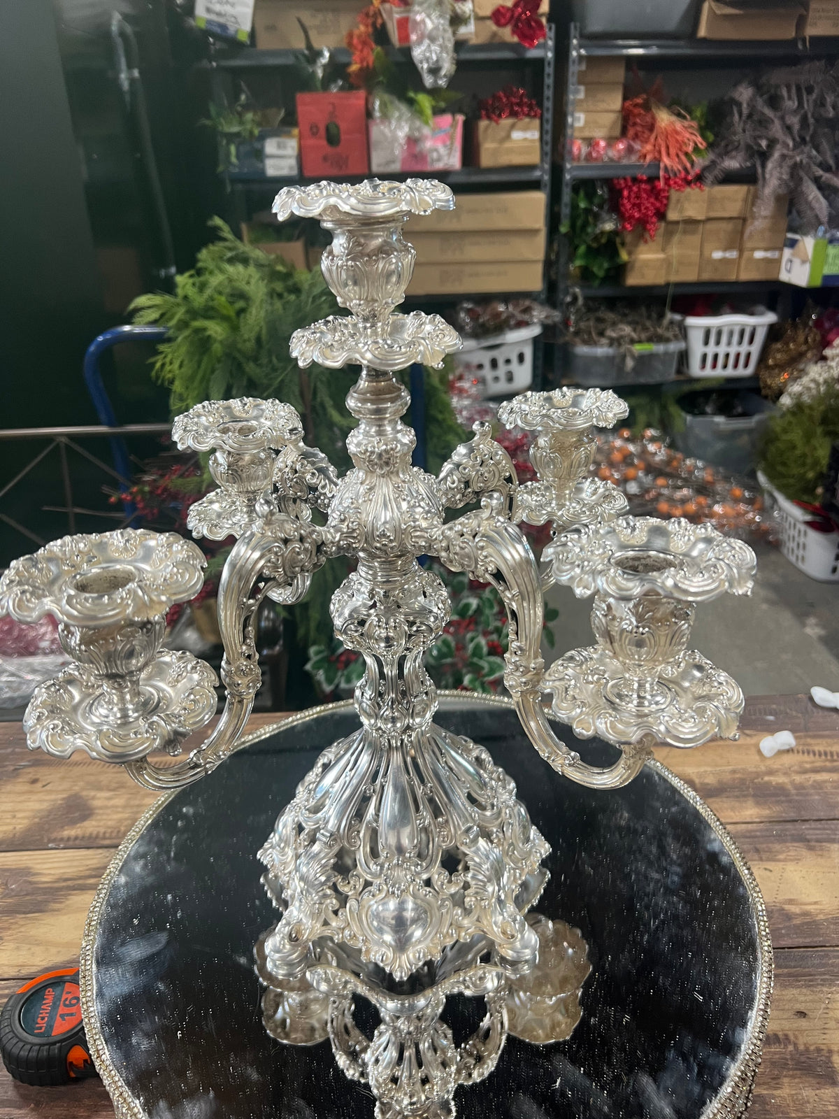 Vintage Silver-Plated 5 Branch Candelabra (2)
