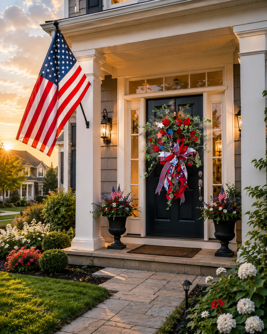 Geranium and Ivy RWB Wreath
