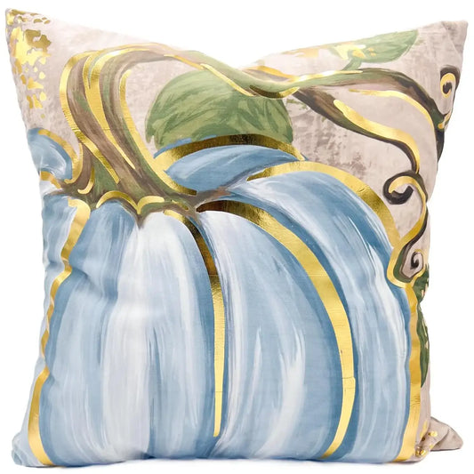 Golden Blue Pumpkin Pillow