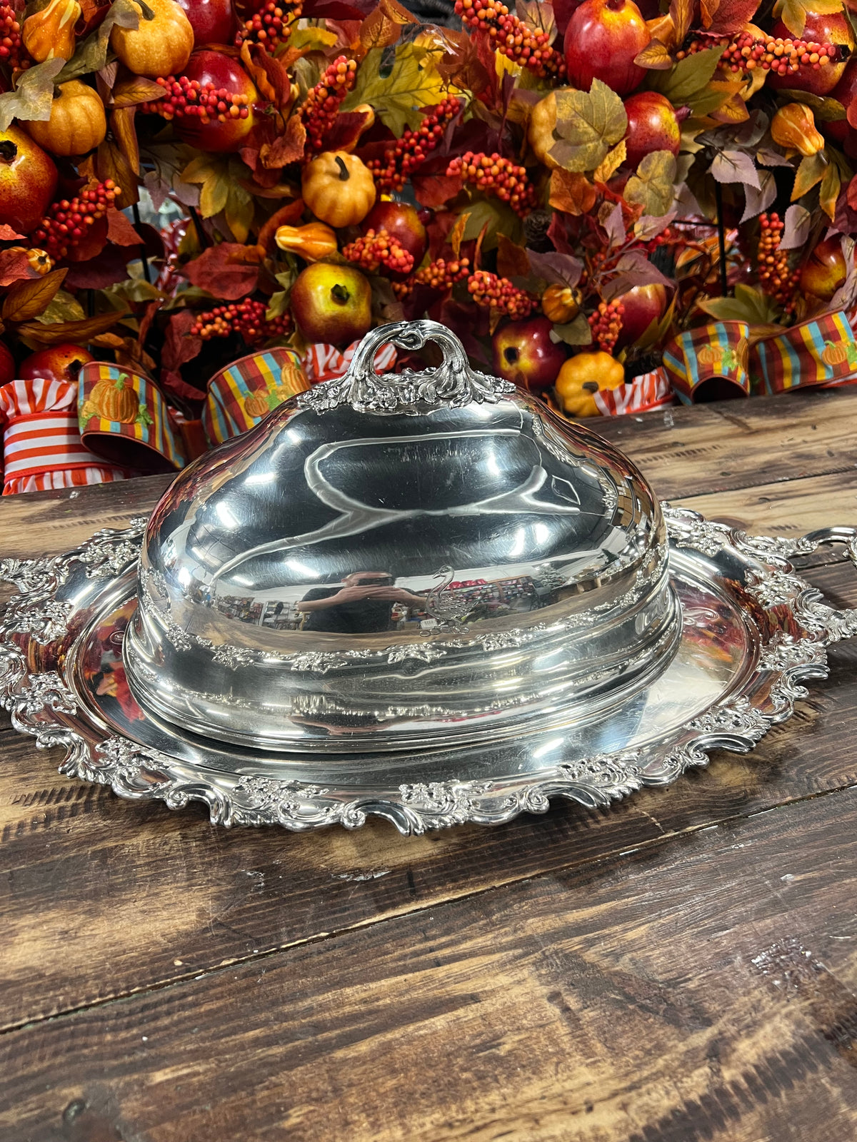 Vintage Silver Plated Meat Dome with Platter (6)