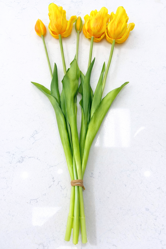 Real touch yellow long tulip bundle