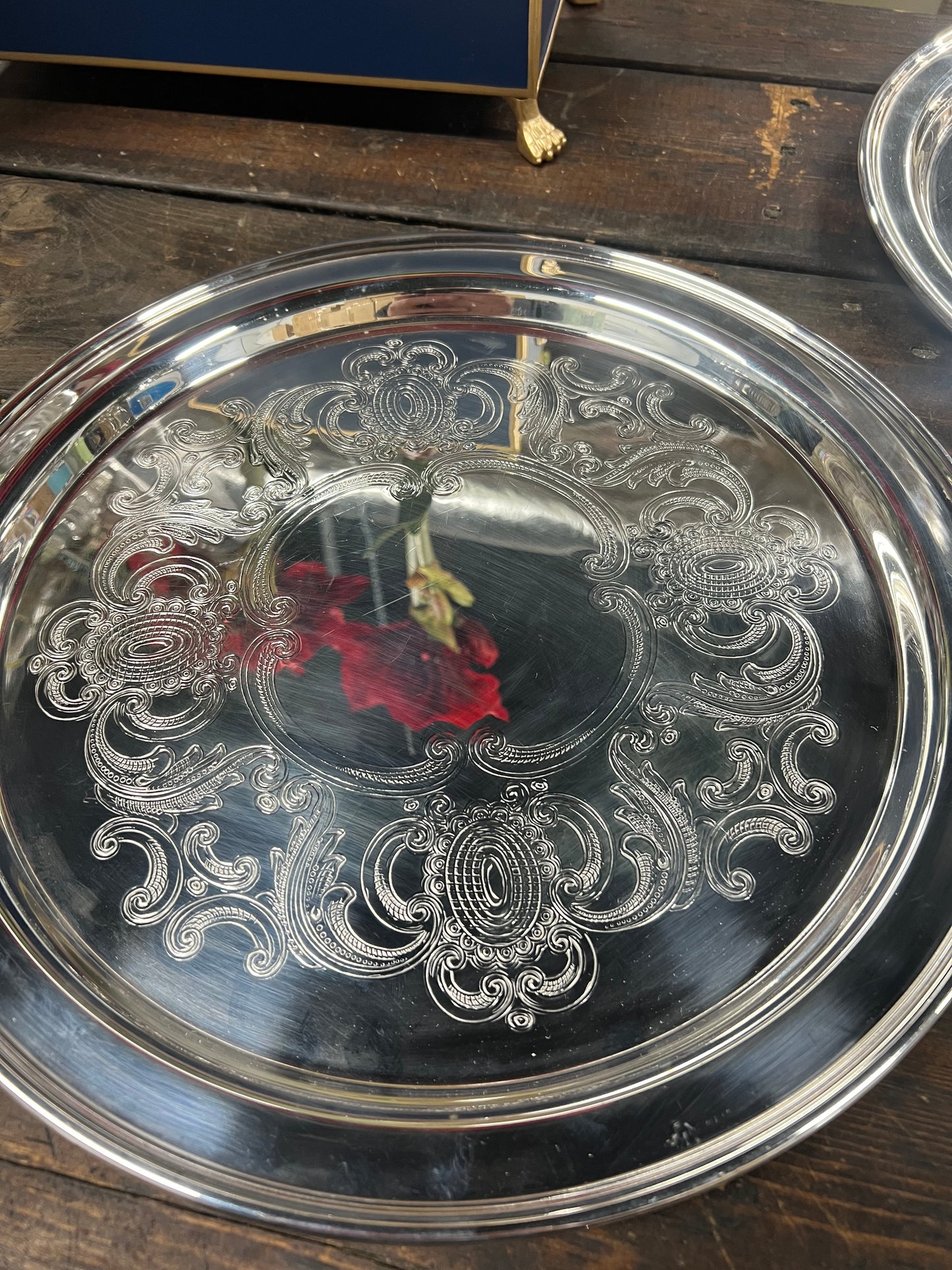 14” Vintage Silver-Plated Tray