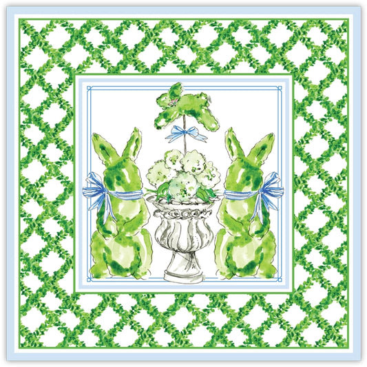 Handpainted Bunny Topiaries Square Paper Placemats 20 per pack