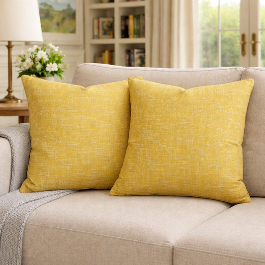 Set of Two Golden Yellow Pillows