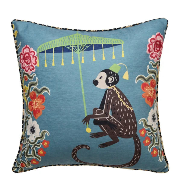 Set of 2 Blue Monkey Designer Pillow