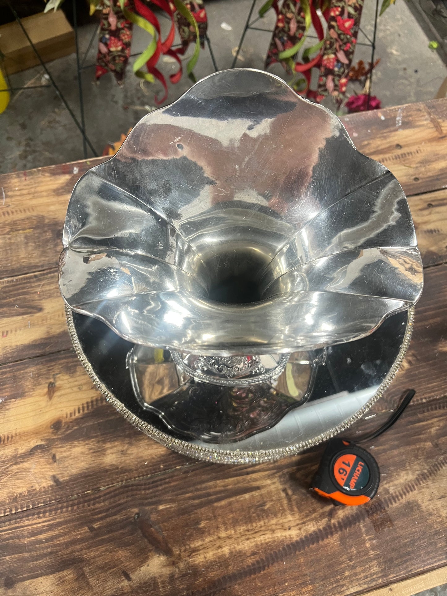 Vintage silver plated widemouth basket ￼