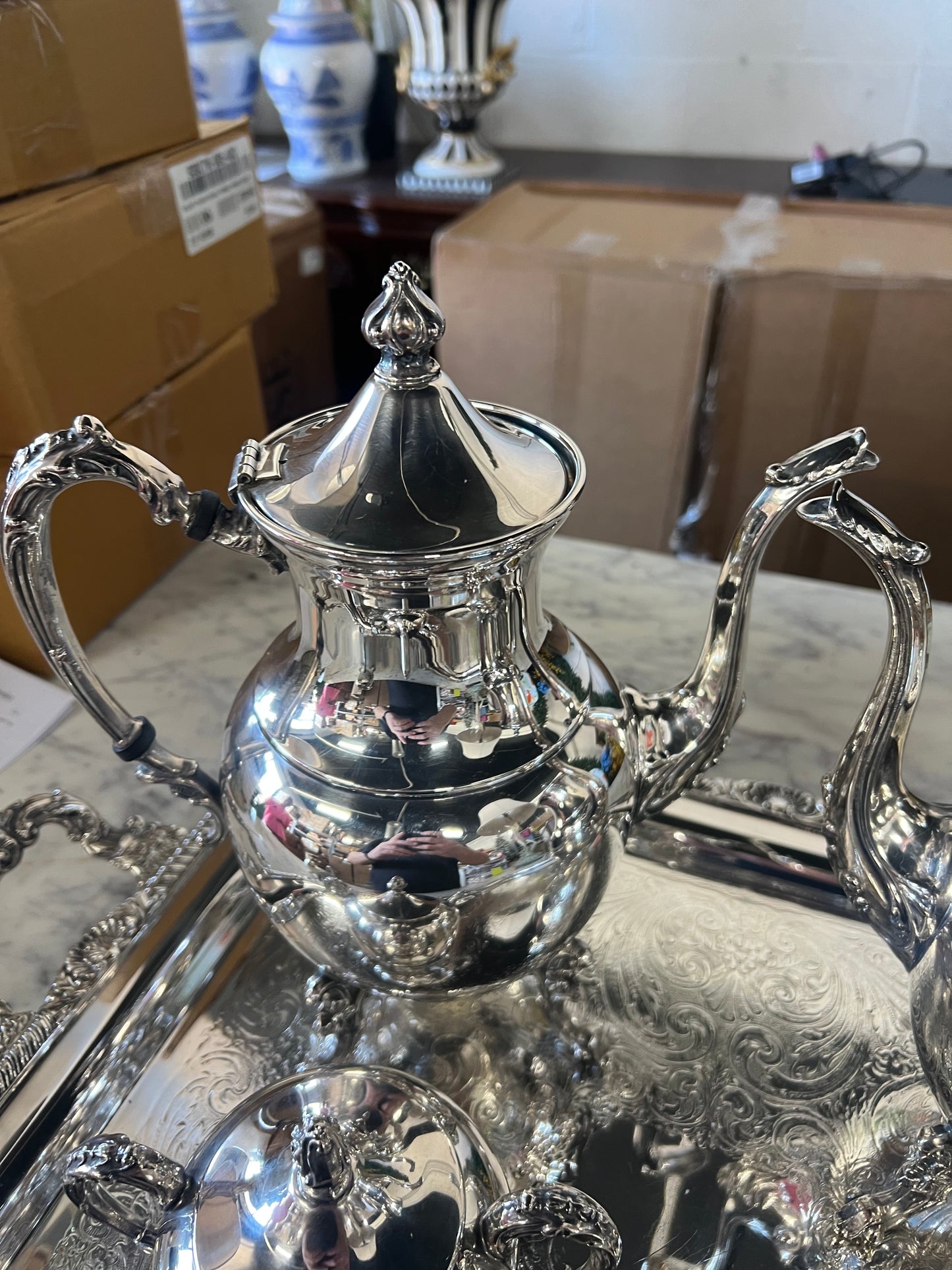 5 Piece Vintage Silver-Plated Tea Set 3