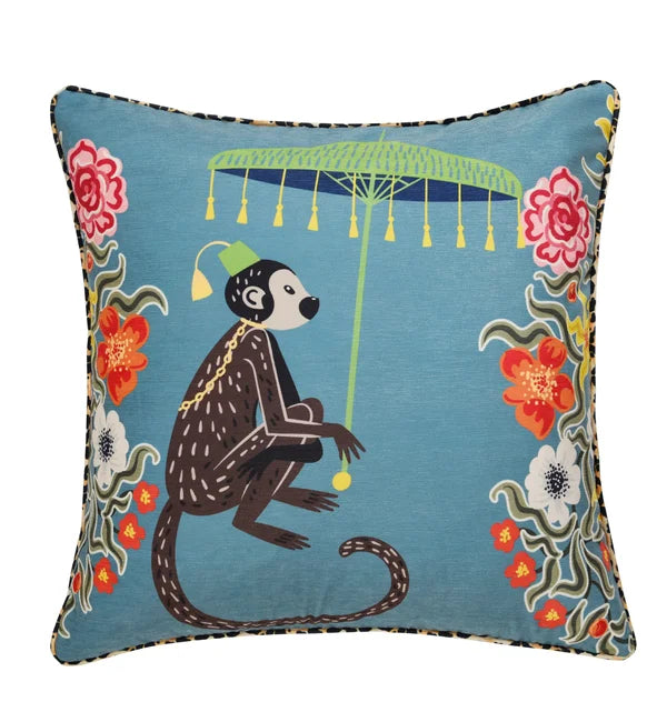 Set of 2 Blue Monkey Designer Pillow
