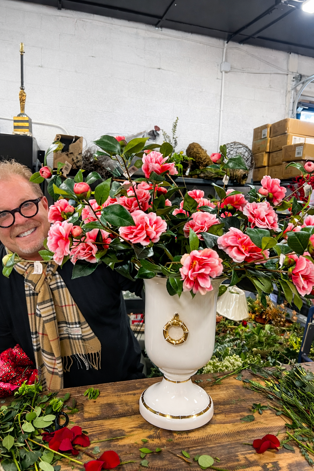 Pink and White Camellia Spray