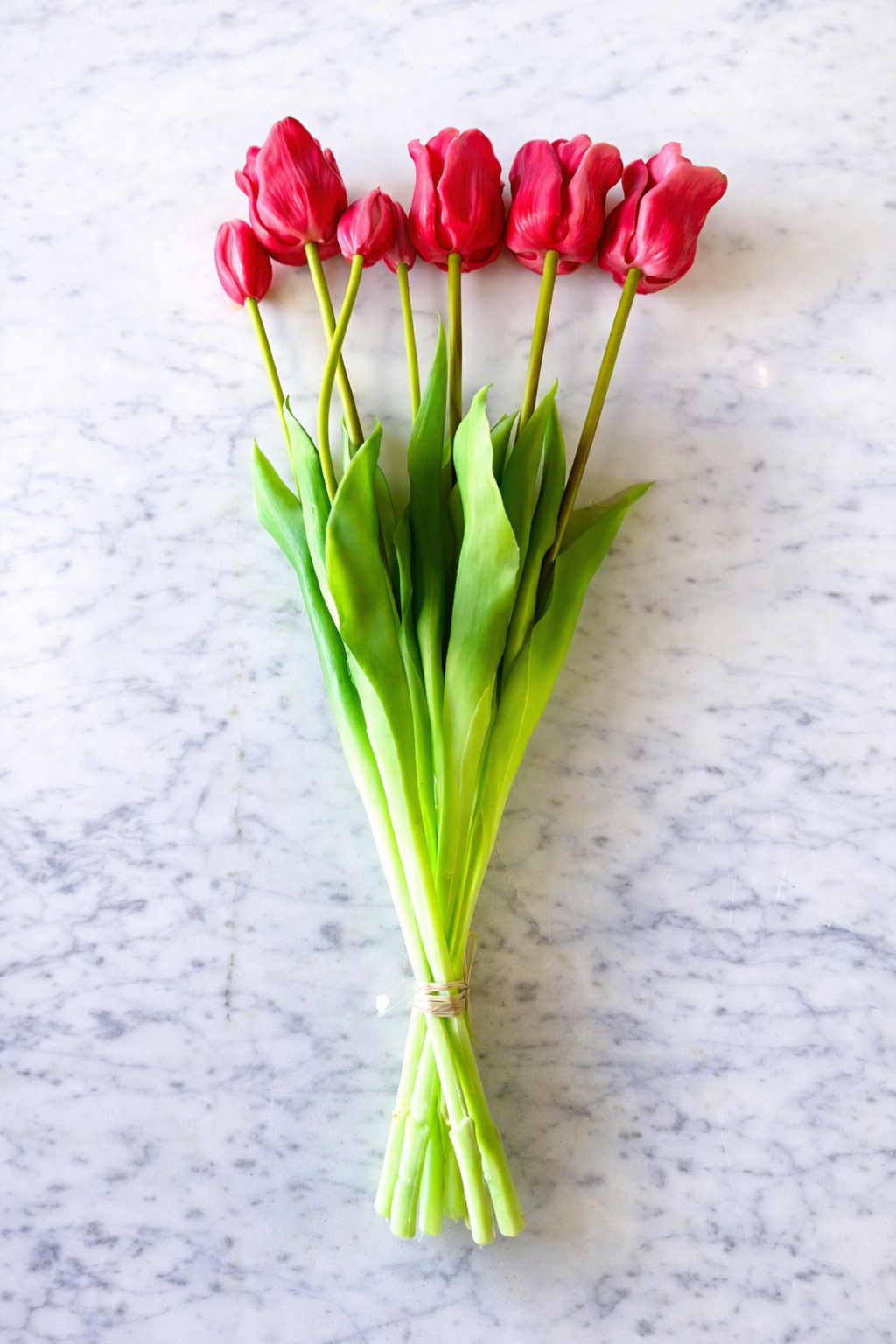 Real touch, long dark pink tulips bundle.