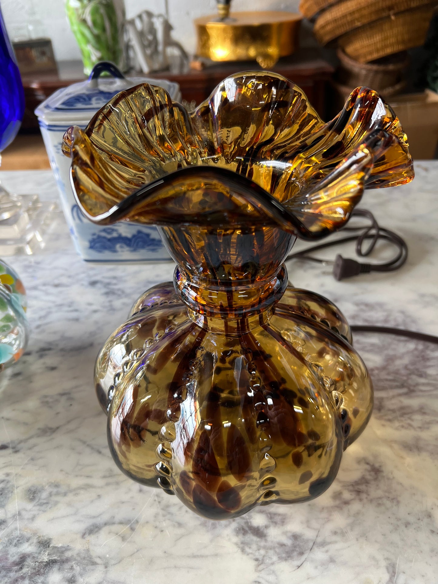 Honey Caramel Ruffled Vase