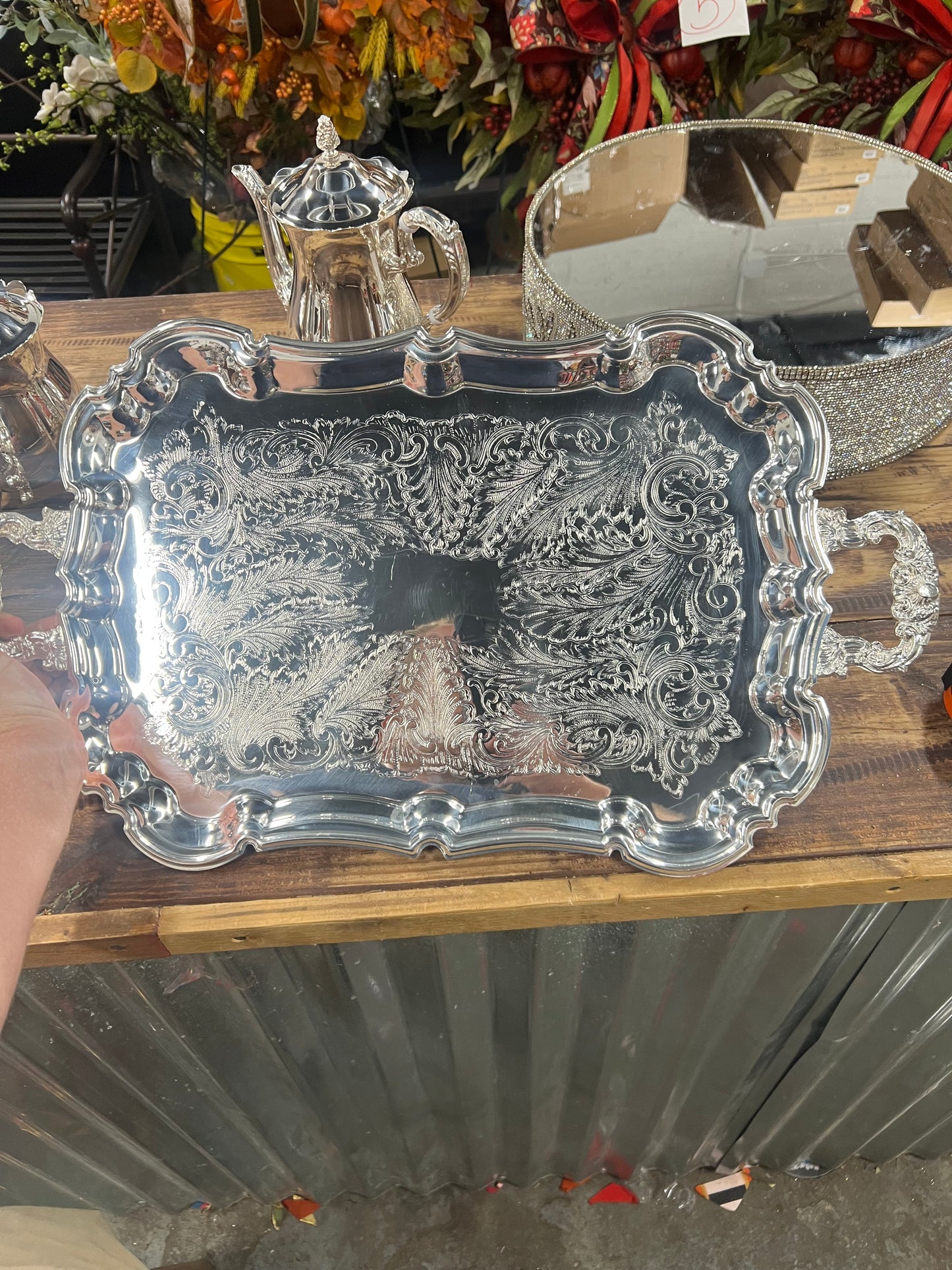 5 Piece Vintage Silver-Plated Tea Set (#4)