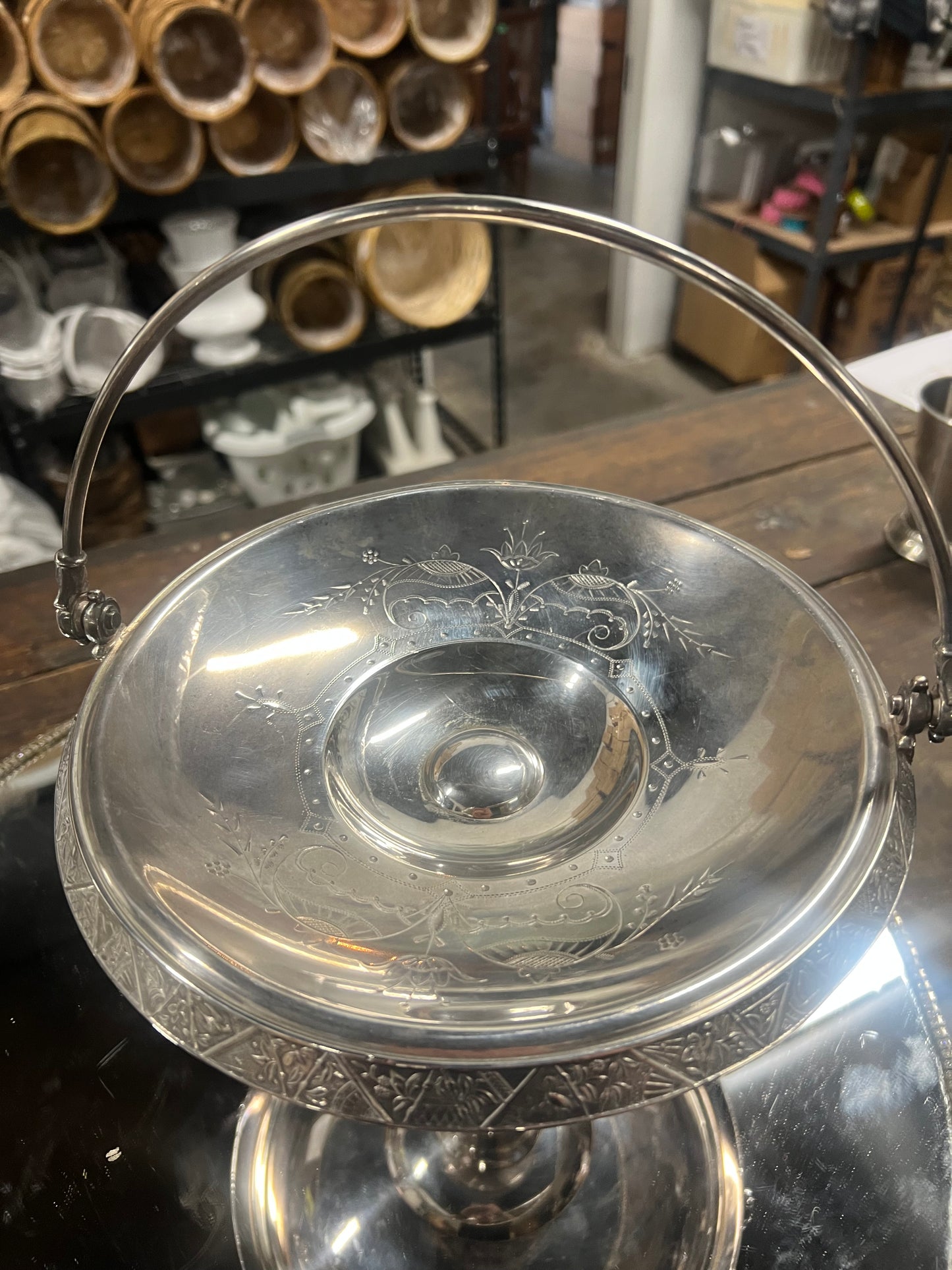 Vintage Silver-Plated Bridal Basket