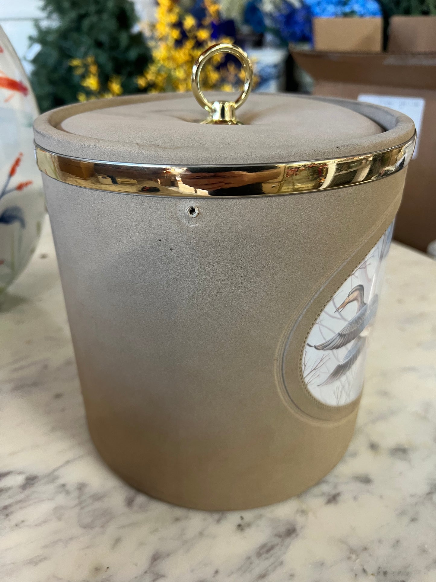 Vintage Padded,Tan Ice Bucket