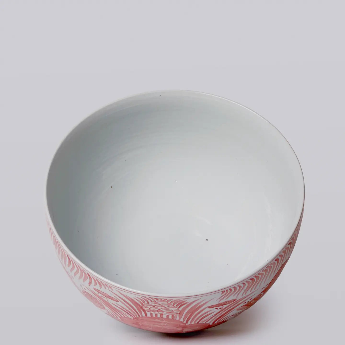 Red and White Porcelain Fish and Lotus Large Bowl