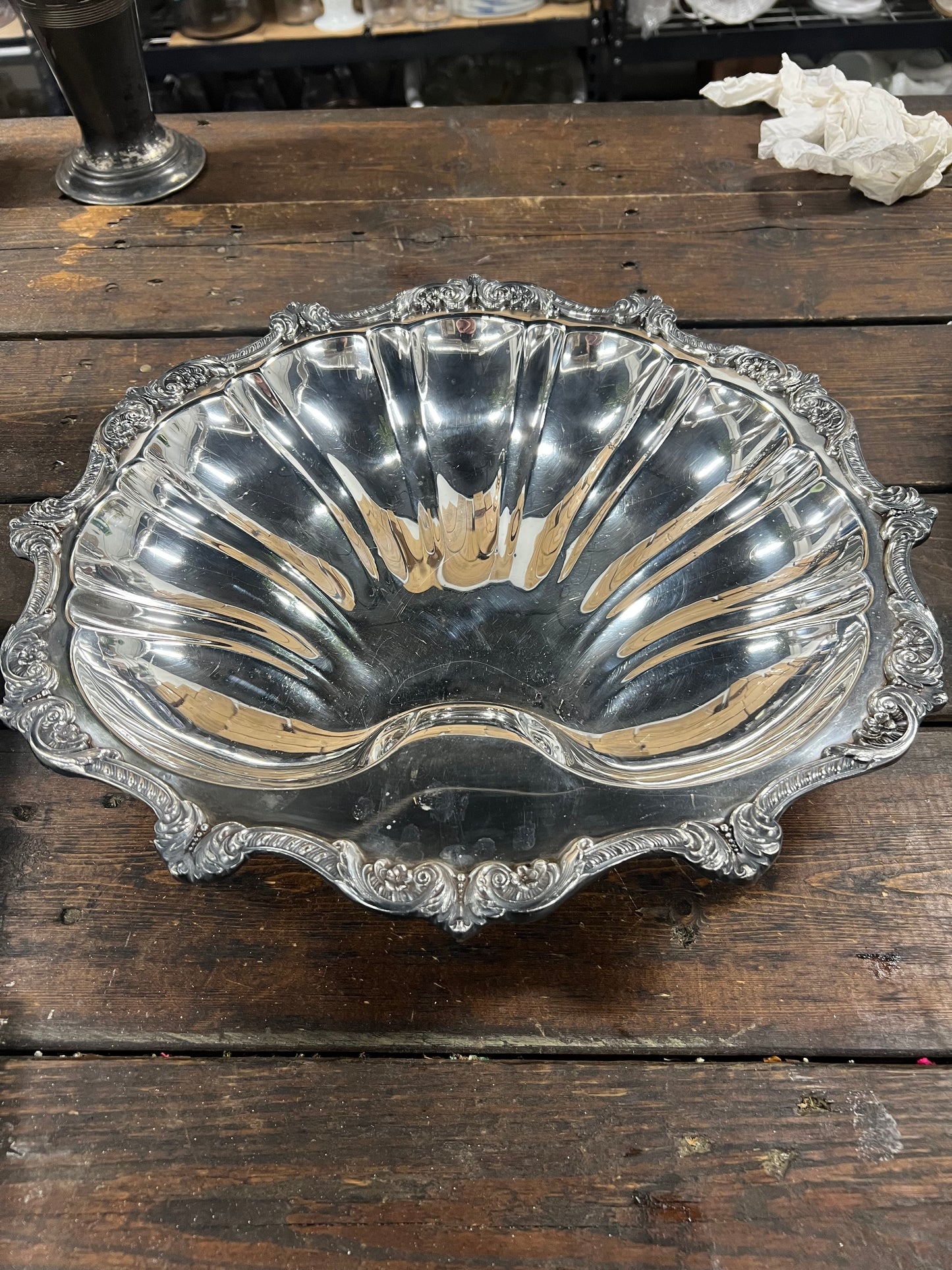 Vintage Silver-Plated Clam Shell Bowl