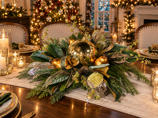 Gilded Evergreen Table Centerpiece
