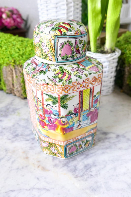 Rose Medallion Jar With Lid