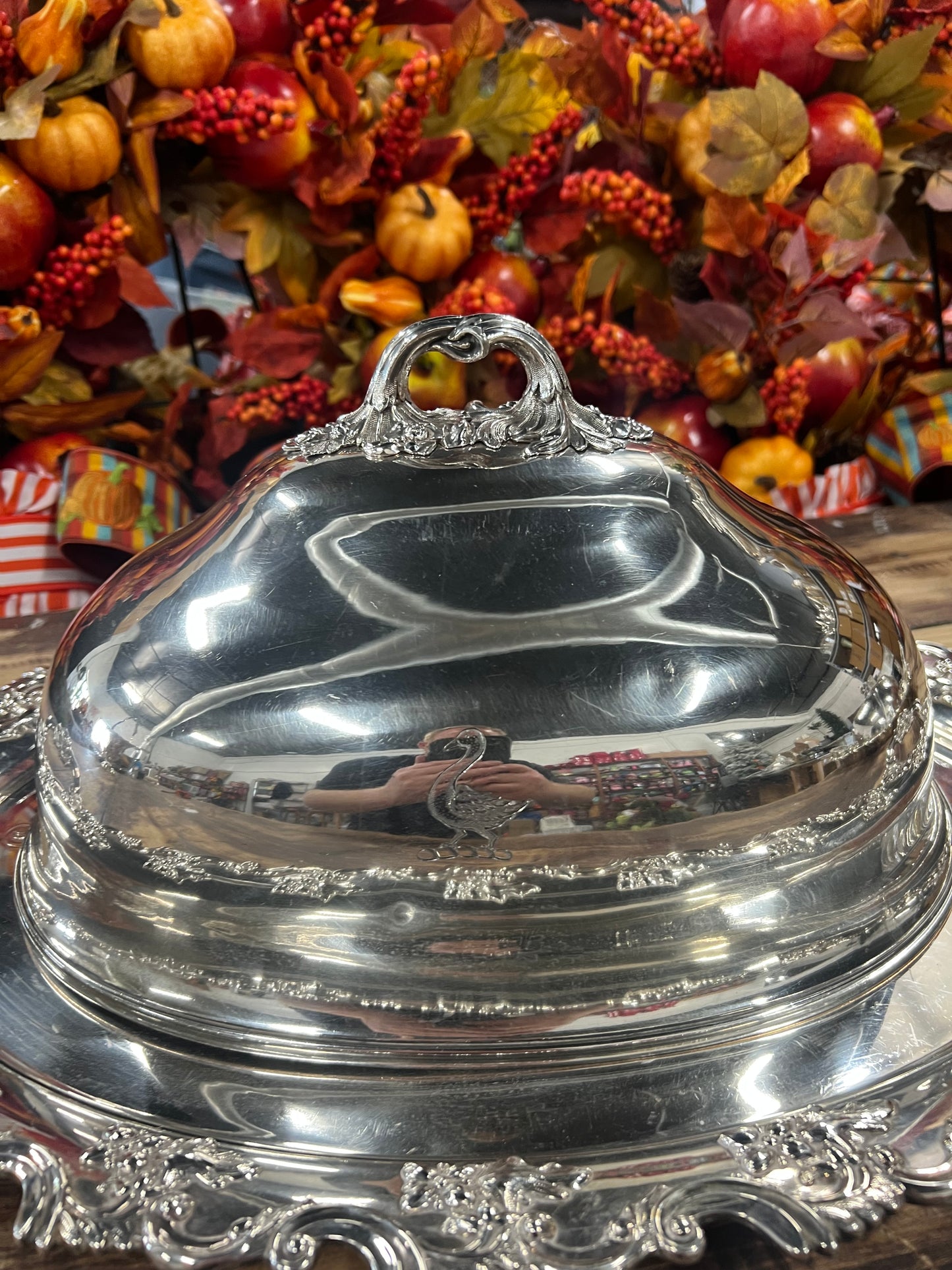 Vintage Silver Plated Meat Dome with Platter (6)