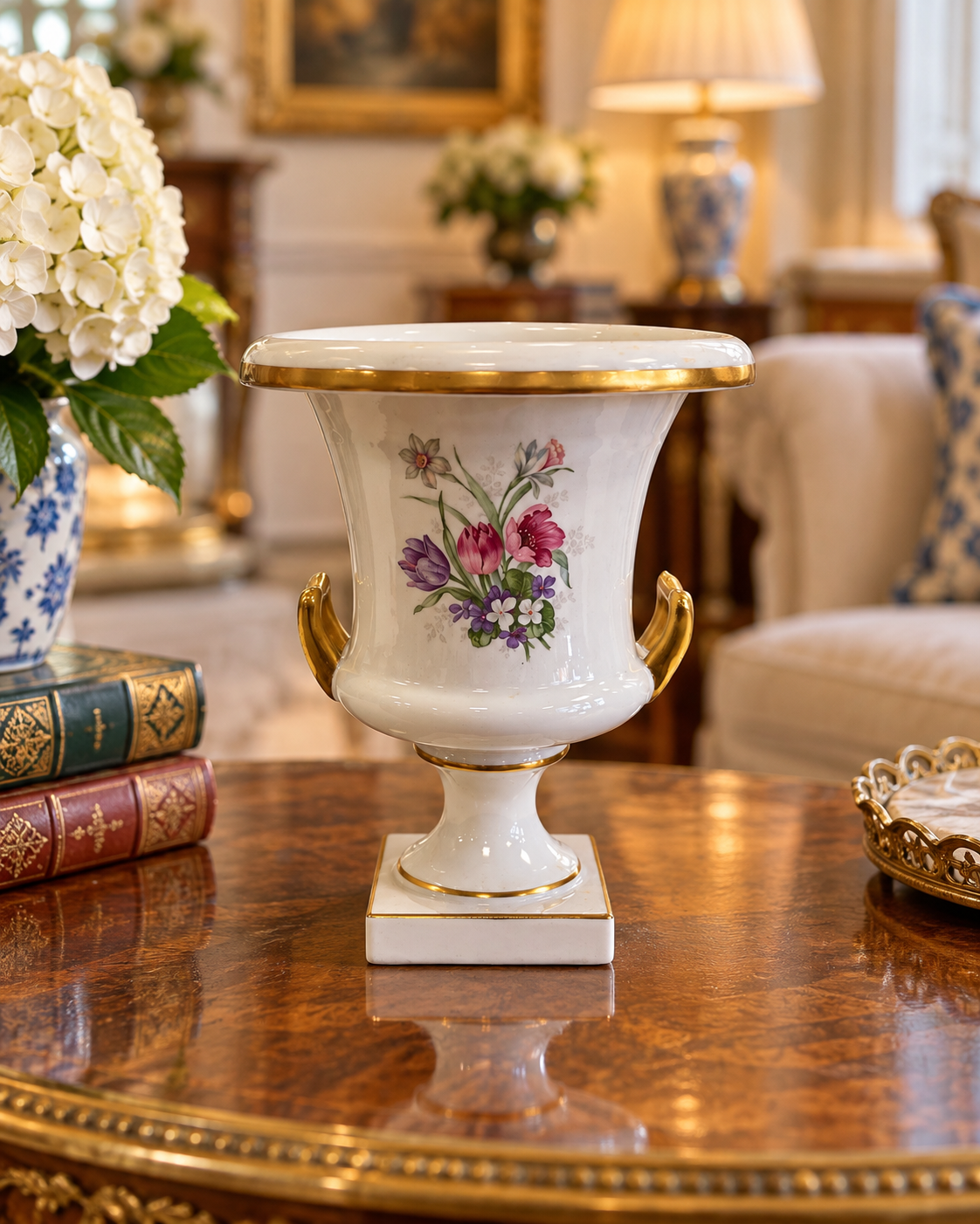 Gilded Tulip Porcelain Urn