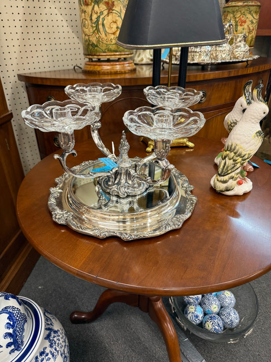 Silver plated epergne and reflector