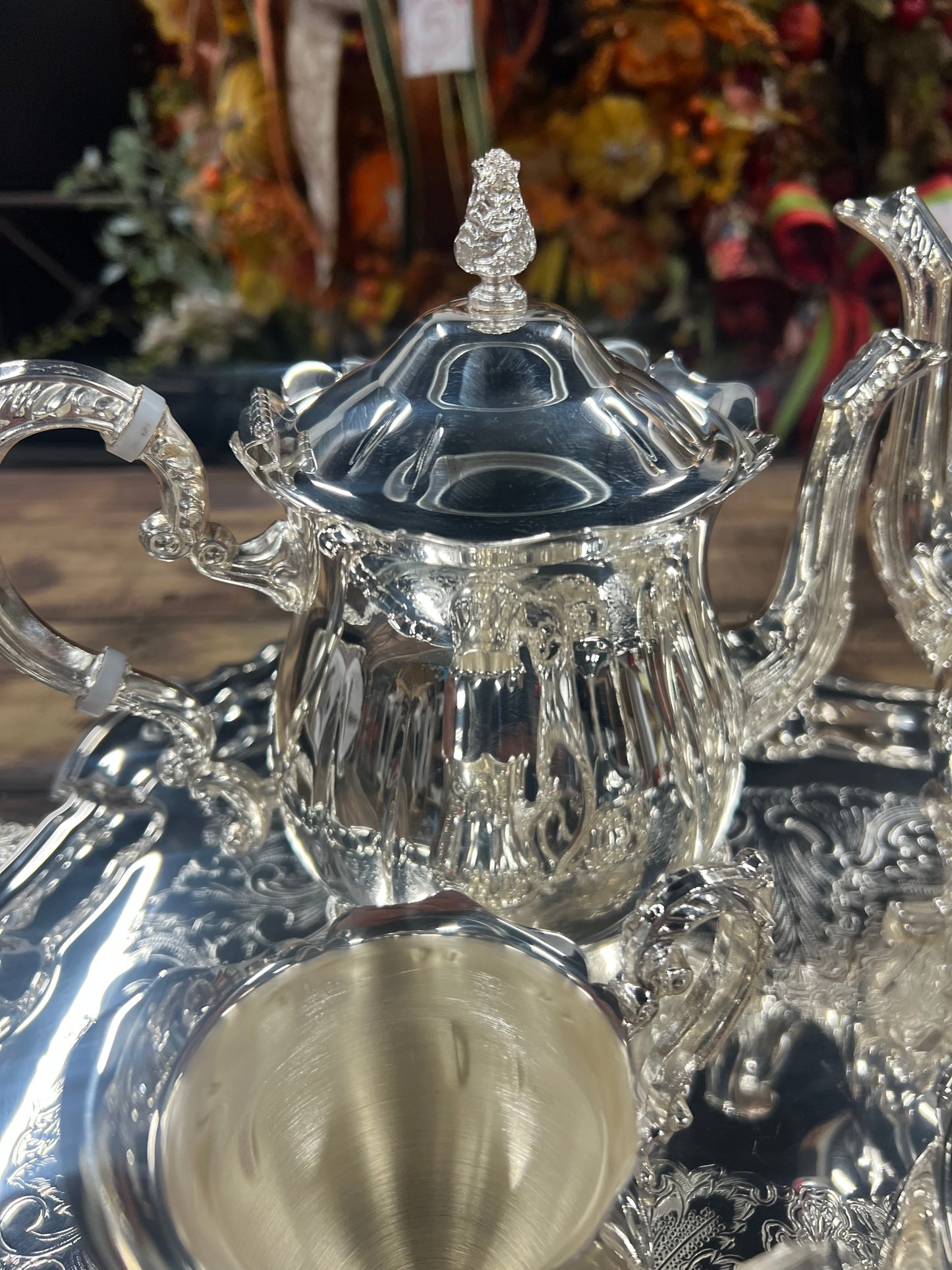 5 Piece Vintage Silver-Plated Tea Set (#4)