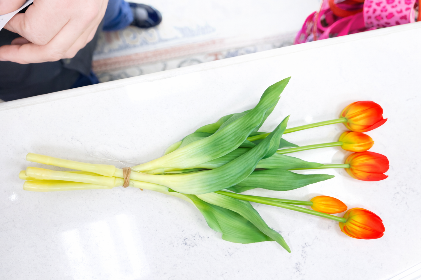 Real touch orange tulip bundle bundle