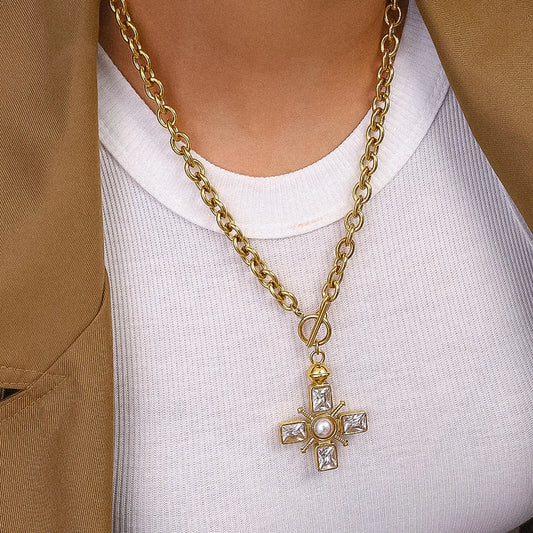 Gold Non-Tarnish Cross Necklace
