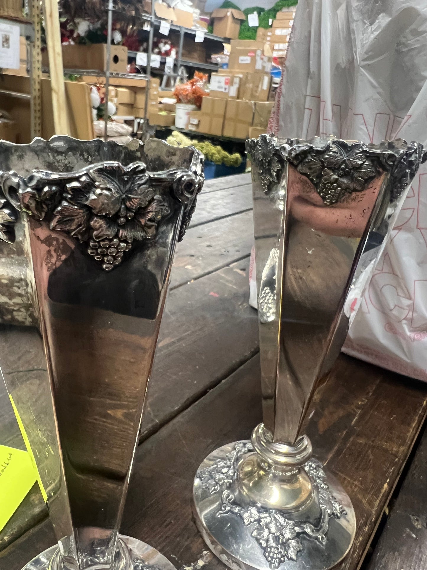 Set of 2 Vintage silver on copper cups